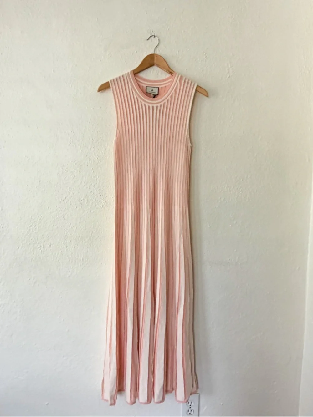 Tuckernuck Aime Stripe Pleated Knit Dress in Light Pink Stripe - Picture 2 of 6